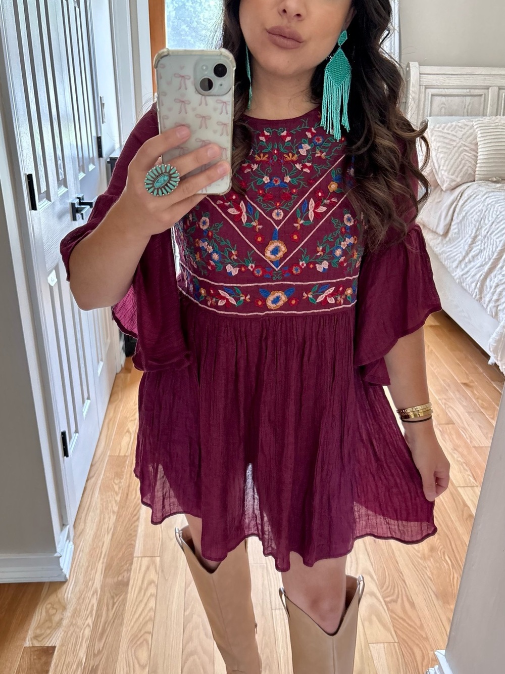 Umgee bell sleeve embroidered dress